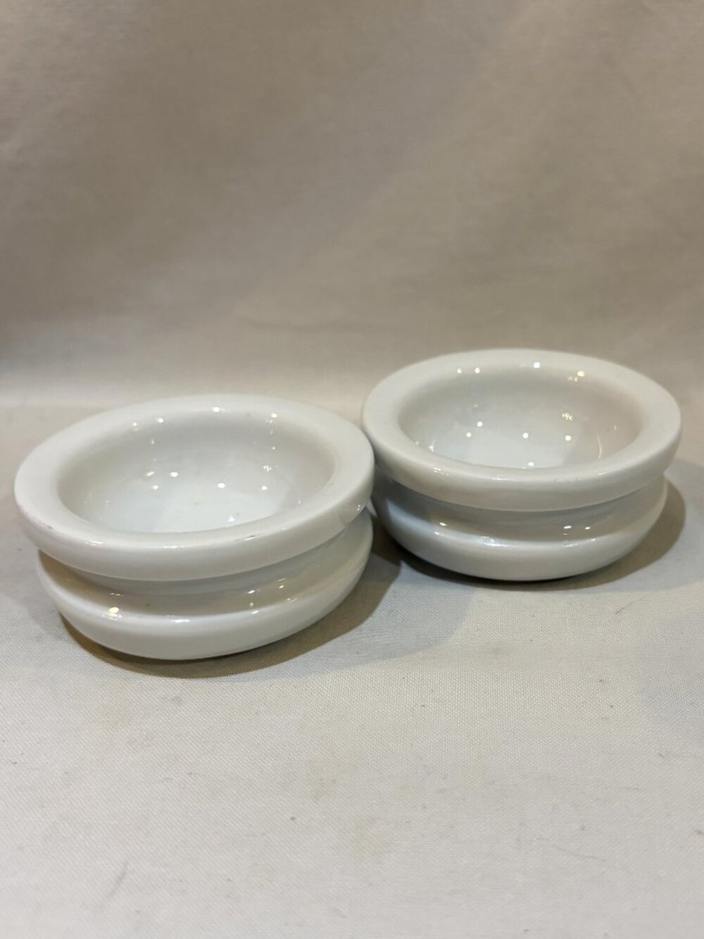 Set of 2 Pillivuyt France White Peucetian Individual Stackable Butter Dish